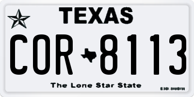 TX license plate COR8113