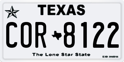 TX license plate COR8122