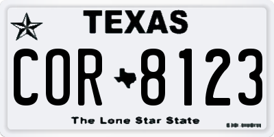 TX license plate COR8123