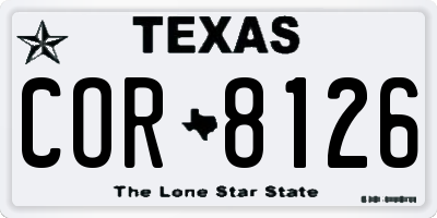 TX license plate COR8126