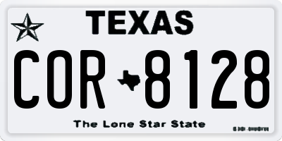 TX license plate COR8128