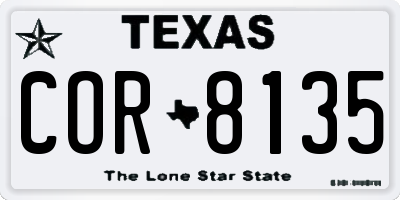 TX license plate COR8135