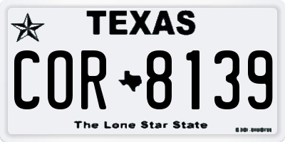 TX license plate COR8139