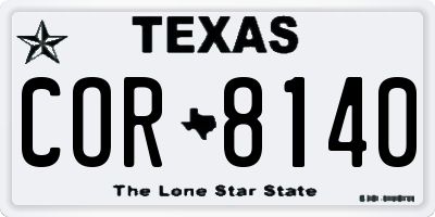 TX license plate COR8140