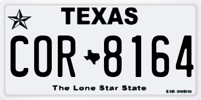 TX license plate COR8164