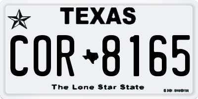 TX license plate COR8165