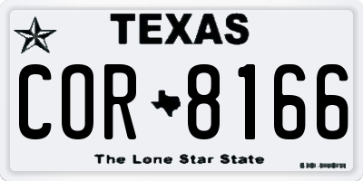 TX license plate COR8166
