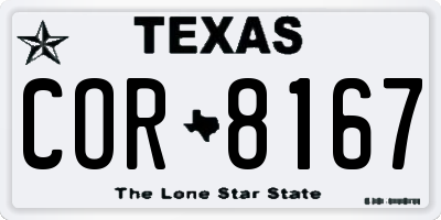 TX license plate COR8167