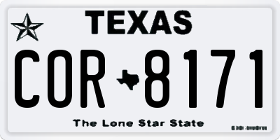 TX license plate COR8171