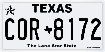 TX license plate COR8172