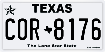 TX license plate COR8176