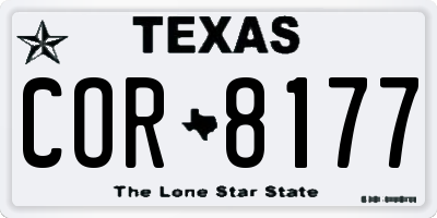 TX license plate COR8177