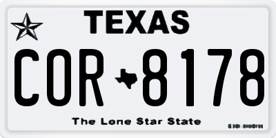TX license plate COR8178