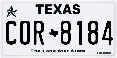 TX license plate COR8184
