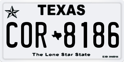 TX license plate COR8186
