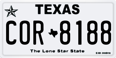TX license plate COR8188