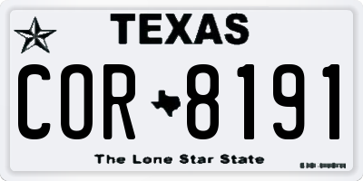 TX license plate COR8191