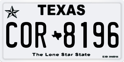 TX license plate COR8196