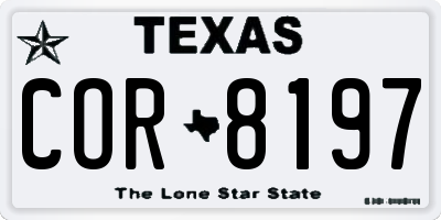 TX license plate COR8197