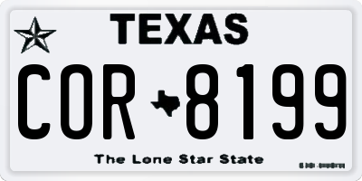 TX license plate COR8199