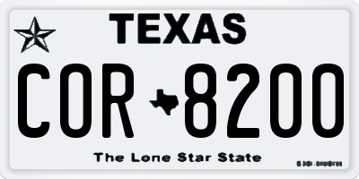 TX license plate COR8200