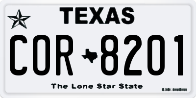 TX license plate COR8201