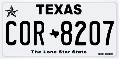 TX license plate COR8207