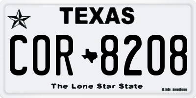 TX license plate COR8208