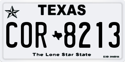 TX license plate COR8213