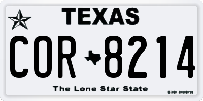 TX license plate COR8214
