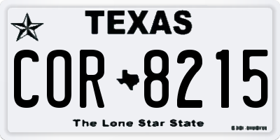 TX license plate COR8215