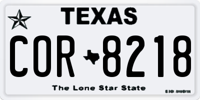 TX license plate COR8218