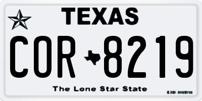 TX license plate COR8219