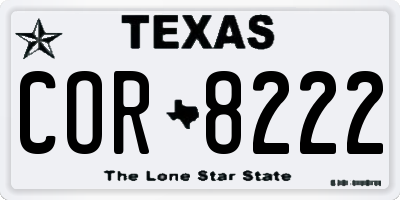 TX license plate COR8222