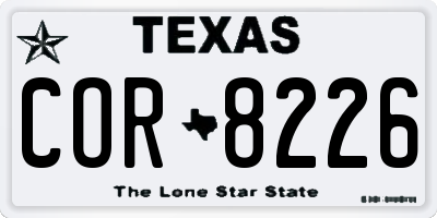 TX license plate COR8226