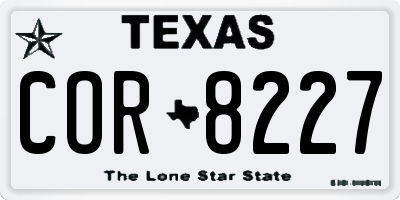 TX license plate COR8227