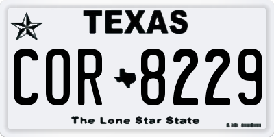 TX license plate COR8229