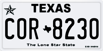TX license plate COR8230