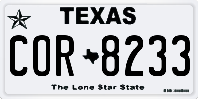 TX license plate COR8233