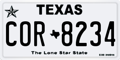 TX license plate COR8234
