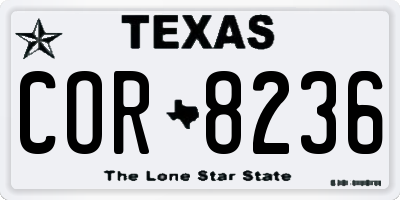 TX license plate COR8236