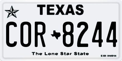 TX license plate COR8244