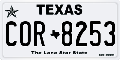 TX license plate COR8253