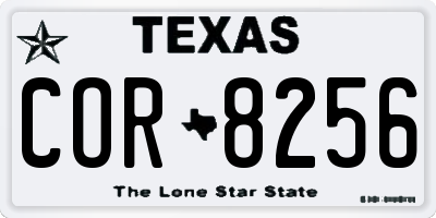 TX license plate COR8256