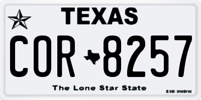 TX license plate COR8257