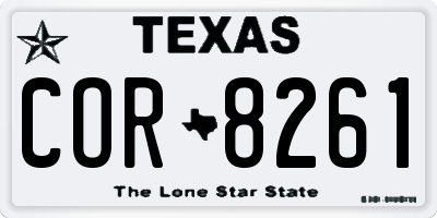 TX license plate COR8261