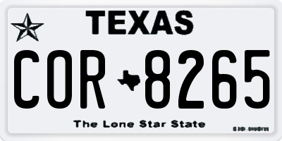 TX license plate COR8265