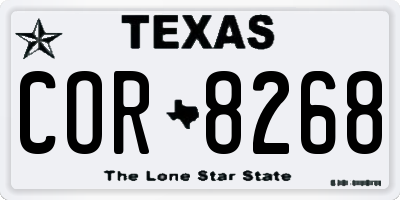 TX license plate COR8268