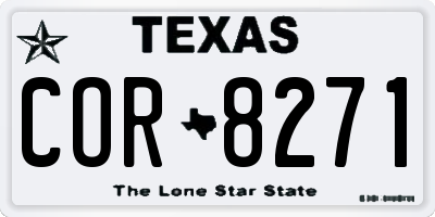 TX license plate COR8271