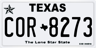 TX license plate COR8273
